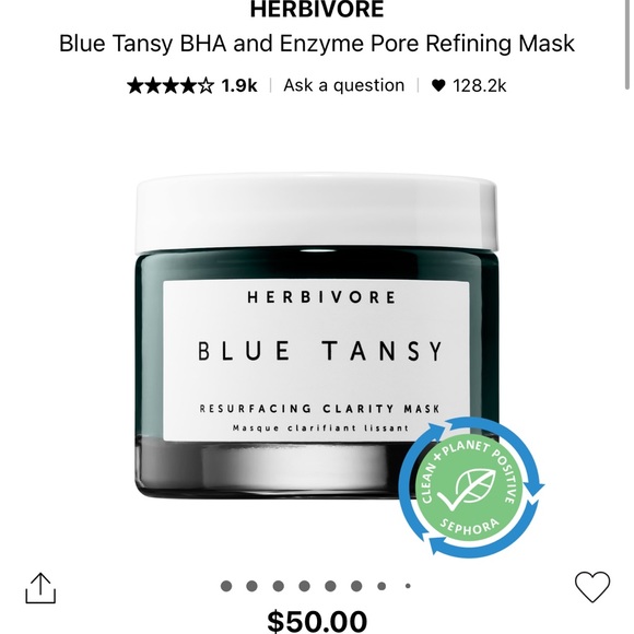 BRAND NEW Herbivore Blue Tansy Invisible Pores Resurfacing Clarity Mask $50 ret - Picture 1 of 2